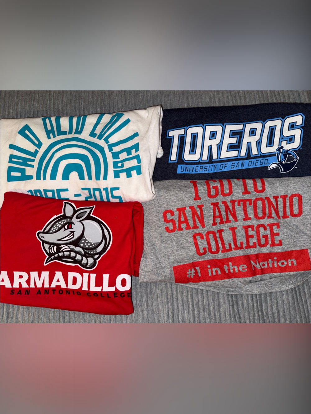 College Graphic Tee Bundle - Red, White, Gray, Navy